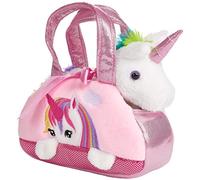 Brubaker Peluche Arcobaleno Unicorno in Borsetta - 20 cm - Peluche in Borsa - Rosa