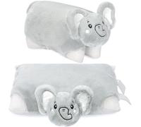 Brubaker Peluche Elefante - 2-In-1 Peluche e Guanciale Decorativo 40 X 30 cm - Morbido Cuscino in Pile per Bambini Apribile con Chiusura in Velcro - Cuscino a Forma di Animale Elefante - Grigio