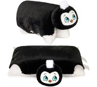 Brubaker Peluche Pinguino - 2-In-1 Peluche e Guanciale Decorativo 40 X 30 cm - Morbido Cuscino in Pile per Bambini Apribile con Chiusura in Velcro - Cuscino a Forma di Animale Pinguino - Nero
