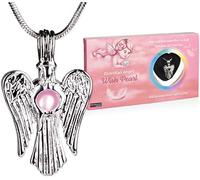 Brubaker Perlina del Desiderio Guardian Angel - Collana con Ciondolo Angelo in Argento + Conchiglia con Perla Vera come Set Regalo di Gioielli - Perla dei Desideri