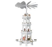 BRUBAKER Piramide di Natale Natività in Legno 4 Livelli Altezza 60 cm Bianco