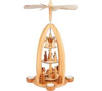Brubaker Piramide Natalizia in Legno - Angeli, Gesù, Maria, Giuseppe e Re Magi - Modello Girevole da 44 cm per Natale - Elegante e Raffinata per 4 Candeline da Tavolo - Dipinta a Mano - Marrone