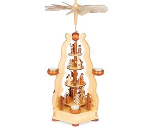 Brubaker Piramide Natalizia in Legno - con Re, Cantori, Maria, Giuseppe e Gesù - Modello da 55 cm per Natale - Elegante e Raffinata, per 6 Candeline da Tavolo - Dipinta a Mano con Dettagli Unici