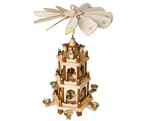 BRUBAKER Piramide Natalizia in Legno - Figure Dipinte a Mano - 3 Piani - Altezza 45 cm