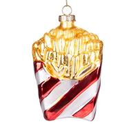 Brubaker Pommes Frites - Palla di Natale in Vetro Dipinto a Mano - Bocca Soffiata Decorazione Dell'Albero di Natale Figure Buffe Decorazione Ciondolo Decorazione Albero Palla - 10,5 cm