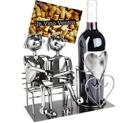 BRUBAKER - Porta bottiglia di vino - Coppia di amanti gay su panchina - Scultura in metallo - Biglietto di auguri incl. - Idea regalo originale
