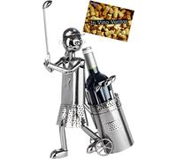 Brubaker Portabotellas Jugador de Golf dando el Primer Golpe - Escultura Metálica de Golf Para regalar a los aficionados y deportistas - Portabotellas de Vino Con tarjeta de regalo
