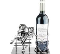 Brubaker Portabottiglia da Vino Innamorati su una Panchina - Scultura in Metallo Portabottiglia - Regalo di Vino per Coppie e Sposi - Portabottiglia con Carta Regalo