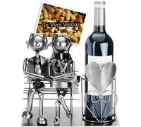 BRUBAKER Portabottiglie Amanti sulla Panchina Argento Figura Amore in Metallo