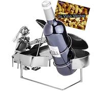 Brubaker Portabottiglie da Vino Donna con Pianoforte - Portabottiglie a Scultura in Metallo - 22 cm - Regalo di Vino per Gli Appassionati di Pianoforte - con Biglietto D'Auguri