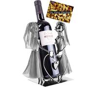 Brubaker Portabottiglie da Vino Lesbica Coppia di Sposi Oggetto Decorativo in Metallo con Biglietto d'Auguri per il Regalo di Nozze