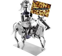 Brubaker Portabottiglie da Vino Rider - Portabottiglie in Metallo - 43 cm di Metallo Figura Regalo di Vino per Cavalli e Fan Dell'equitazione con Biglietto D'Auguri