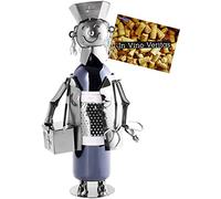 BRUBAKER Portabottiglie Infermiera - Scultura in Metallo Portabottiglie - 23 cm - Regalo Vino Anche per Infermiera Sanitaria - con Biglietto di Auguri