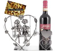 BRUBAKER Portabottiglie Vino Regalo Romantico o Oggetto Deco Coppia su Swing
