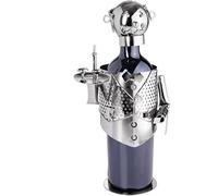 BRUBAKER Portavino Portabottiglie dal Design Cameriere con Vassoio con Biglietto Dauguri - Scultura in Metallo con Biglietto Dauguri