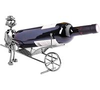 BRUBAKER Portavino Portabottiglie dal Design Carriola Scultura in Metallo con Biglietto Dauguri