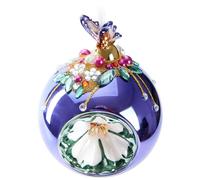 BRUBAKER Premium Pallina di Natale Viola con Figura di Farfalla - Decorazione per Albero di Natale da 10 cm con Ornamenti di Perle - Pallina in Vetro Decorata a Mano - Decorazione Natalizia