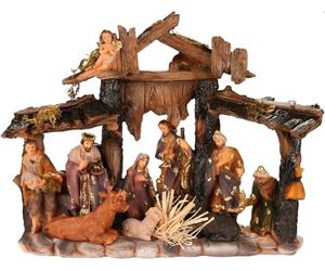 BRUBAKER Presepe di Natale - Presepe da tavolo da 34 cm con figure dipinte a mano di Gesù, Maria, Giuseppe e Re Magi nel presepe con animali - Figura del presepe per decorazione natalizia in