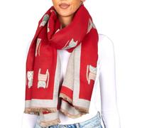 Brubaker Sciarpa Cashmirillo con Motivo Gatto - 70 x 200 cm - Calda e Confortevole - Elegante Essenziale per l’Autunno e l’Inverno da Donna - Tocco Morbido di Cashmere - Rosso