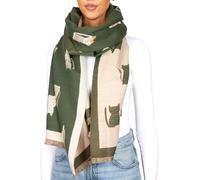 Brubaker Sciarpa Cashmirillo con Motivo Gatto - 70 x 200 cm - Calda e Confortevole - Elegante Essenziale per l’Autunno e l’Inverno da Donna - Tocco Morbido di Cashmere - Verde