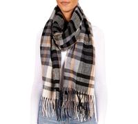 BRUBAKER Sciarpa Cashmirillo per Donna e Uomo - Nero, Beige e Marrone a Quadri - 70 x 200 cm - Calda e Accogliente - Sciarpa di Lana per l' Autunno e l' Inverno con una Morbida Sensazione di Cachemire