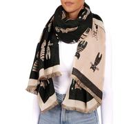 Brubaker Sciarpa da Donna Cashmirillo con Motivo a Gatto - 70 x 200 cm - Calda, Accogliente e Oversize - Sciarpa di Lana per l' Autunno e l'Inverno - Morbida Sensazione di Cachemire