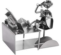 BRUBAKER Screw Man Pc Office Worker With Business Card Holder - Handmade Steel Figure Metal Man - Gift For Businessmen, Office Workers And Colleagues