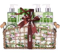 BRUBAKER Set Bagno e Doccia Aloe Vera - Set Regalo da 13 Pezzi in Cestino di Vimini con Maniglie in Legno ai Lati