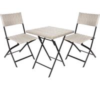 Brubaker Set da Balcone Lugano con Tavolo e 2 Sedie - Impermeabile Richiudibile e Salvaspazio - Set da Bistrot in Polirattan - Gruppo di Sedute per Balcone Terrazza Giardino - Grigio Beige