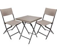 Brubaker Set da Balcone Toskana con Tavolo e 2 Sedie - Impermeabile Richiudibile e Salvaspazio - Set di Mobili in Polirattan - Gruppo di Sedute per Balcone Terrazza e Giardino - Grigio Marrone