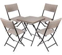 Brubaker Set da Balcone Toskana con Tavolo e 4 Sedie - Impermeabile Richiudibile e Salvaspazio - Set di Mobili in Polirattan - Gruppo di Sedute per Balcone Terrazza e Giardino - Grigio Marrone