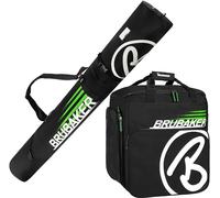 BRUBAKER Set da Sci 'Champion' - Custodia da Sci e Borsa da Sci per 1 Paio di Sci + bastoni + Scarpe + Casco - 170 cm - Nero/Verde