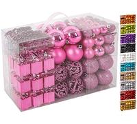 Brubaker Set di 101 Accessori Decorativi per L'Albero di Natale - addobbi Natalizie in Color Rosa - Diverse Forme di Palline ed Un Puntale per Albero di Natale