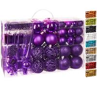 BRUBAKER Set di 101 accessori decorativi per l'albero di natale - addobbi natalizie in color viola - diverse forme di palline ed un puntale per albero di natale