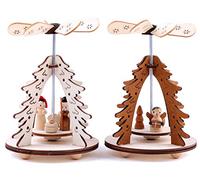 Brubaker set di 2 piramidi natalizie ad 1 piano con albero di Natale - 2 motivi: Angelo e Presepe - tavolo in legno piramidi di 8 x 11,5 cm ciascuna.
