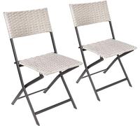 Brubaker Set di 2 Sedie da Giardino Lugano - Sedia Pieghevole in Polirattan Impermeabile e Robusta - Sedia da Balcone - Sedia da Campeggio per Giardino Balcone Terrazza - Grigio Beige