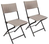 Brubaker Set di 2 Sedie da Giardino Toskana - Sedia Pieghevole in Polirattan Impermeabile e Robusta - Sedia da Balcone - Sedia da Campeggio per Giardino Balcone Terrazza - Grigio Marrone