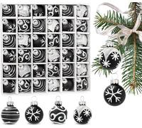 BRUBAKER Set di 36 Pezzi di Palline di Natale con Palline per Albero da 3 cm - Addobbi per Albero di Natale Decorati a Mano - Mini Palline e Decorazioni Natalizie in Vetro - Nero