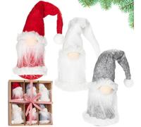 BRUBAKER Set di 6 gnomi di Natale in legno e maglia - Ciondolo albero di Natale gnomi - Gnomo di Natale grande - 9 cm decorazione albero di Natale gnomo in confezione regalo