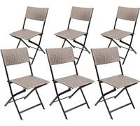Brubaker Set di 6 Sedie da Giardino Toskana - Sedia Pieghevole in Polirattan Impermeabile e Robusta - Sedia da Balcone - Sedia da Campeggio per Giardino Balcone Terrazza - Grigio Marrone