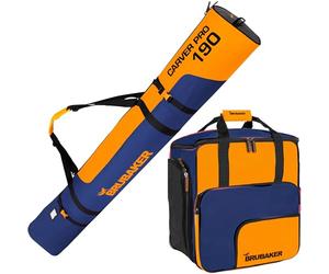 BRUBAKER Set di borse da sci Carver Pro - Borsa per scarponi da sci e sacco da sci per 1 paio di sci 190 cm, bastoni, scarpe e casco, imbottita, resistente agli strappi e robuste, borse zaino per