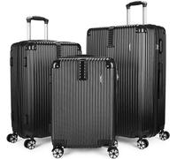 Brubaker Set di Valigie London - 3 Pezzi con Bagaglio a Mano - Valigia Rigida con Chiusura a Combinazione, 4 Ruote e Comode Maniglie per il Trasporto - Trolley in ABS (M, L, XL - Nero)