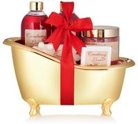 BRUBAKER Cosmetics Bagno e doccia cosmetici Set Cranberry Love - Set regalo 6 pezzi in vasca decorativa dorata