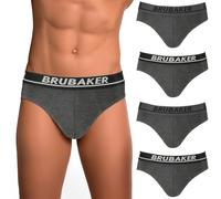 Brubaker Slip da Uomo Confezione da 4 Pezzi - Biancheria Intima Comfort da Uomo con Elastico in Vita - Tinta Unita Biancheria Intima in Cotone ed Elastan (Lycra®) - Antracite Taglia M