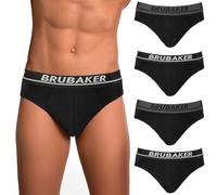 Brubaker Slip da Uomo Confezione da 4 Pezzi - Biancheria Intima Comfort da Uomo con Elastico in Vita - Tinta Unita Biancheria Intima in Cotone ed Elastan (Lycra®) - Nero Taglia M