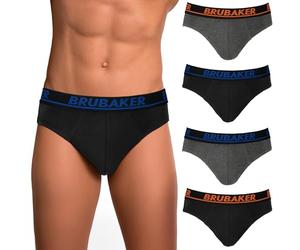 Brubaker Slip da Uomo Confezione da 4 Pezzi - Biancheria Intima Comfort da Uomo con Elastico in Vita - Tinta Unita Biancheria Intima in Cotone ed Elastan (Lycra®)- Nero e Antracite Taglia M