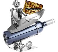 Brubaker Wine Bottle Holder Surfista con tavola da Surf - Oggetto Decorazione Metallo - con Biglietto di Auguri per Regalo Vino