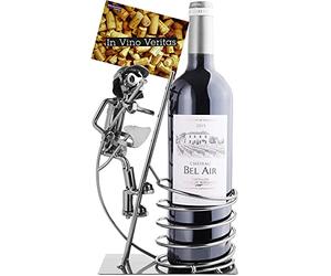 Brubaker Titolare Bottiglia di Vino Supporto Vigile del Fuoco su Scala Oggetto Decorativo Metallo con Biglietto d' Auguri per Vino Regalo