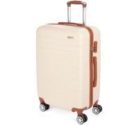 Brubaker Valigia Rigida Paris - Trolley da Viaggio con Chiusura a Combinazione, 4 Ruote e Maniglie Comfort - Trolley 43 x 66,5 x 26 cm - Valigia Rigida in ABS (L - Bianco Crema e Marrone Chiaro)
