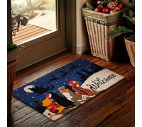 BRUBAKER Zerbino di Natale - Welcome Gatti nella neve - Zerbino per interni ed esterni - 45 x 75 cm Zerbino in fibra di cocco - Antiscivolo zerbino resistente alle intemperie e antiscivolo - Natale